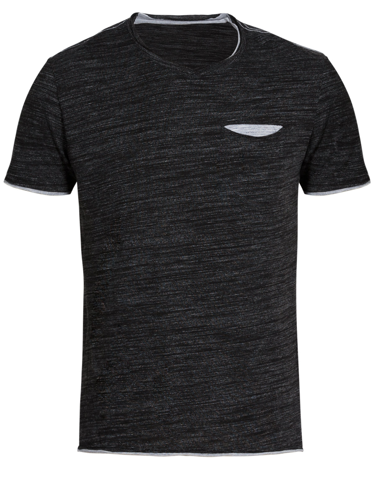 T-Shirt με Τσέπη και Αντιθέσεις - Ανθρακί