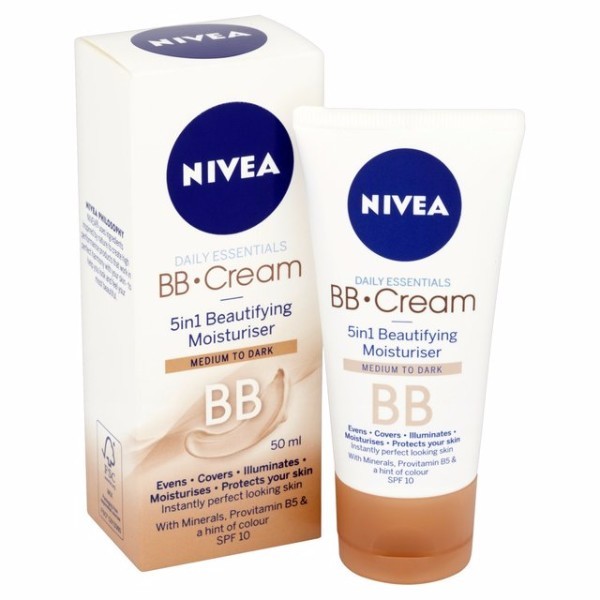 Nivea Bb Cream 5in1 Beautifying Moisturizer, Spf10 Bb Cream 50ml Medium To Dark