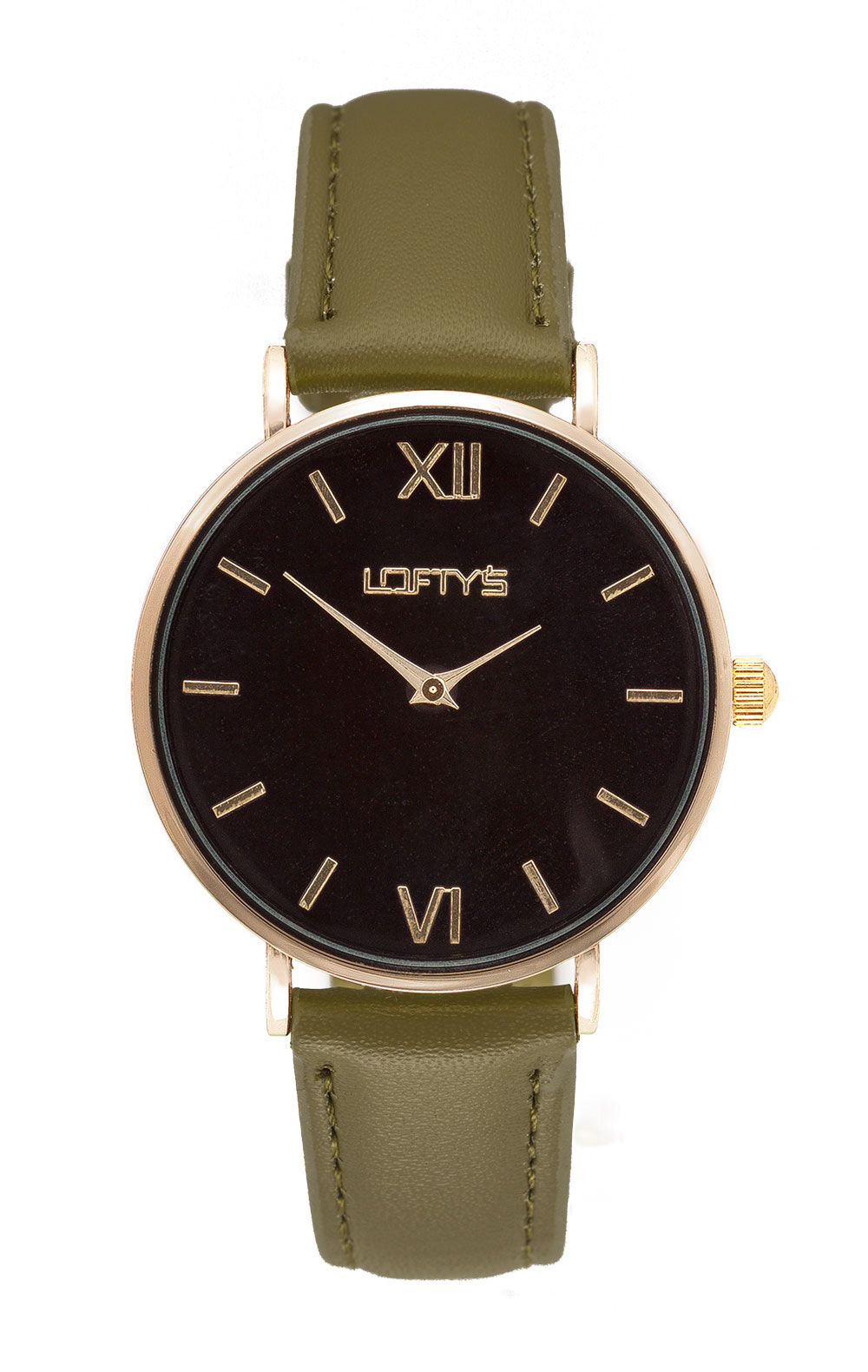 Ρολόι Loftys Vintage με πράσινο λουράκι και μαύρο καντράν Y3406-129