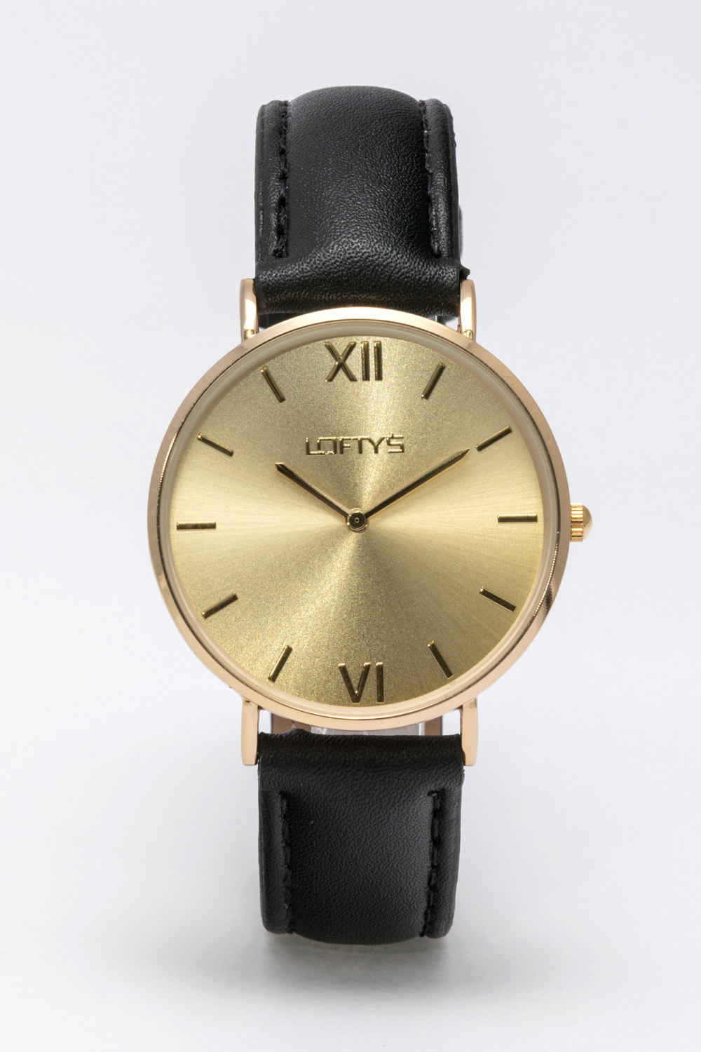 Ρολόι Loftys Vintage με μαύρο λουράκι και χρυσό καντράν Y3406-3
