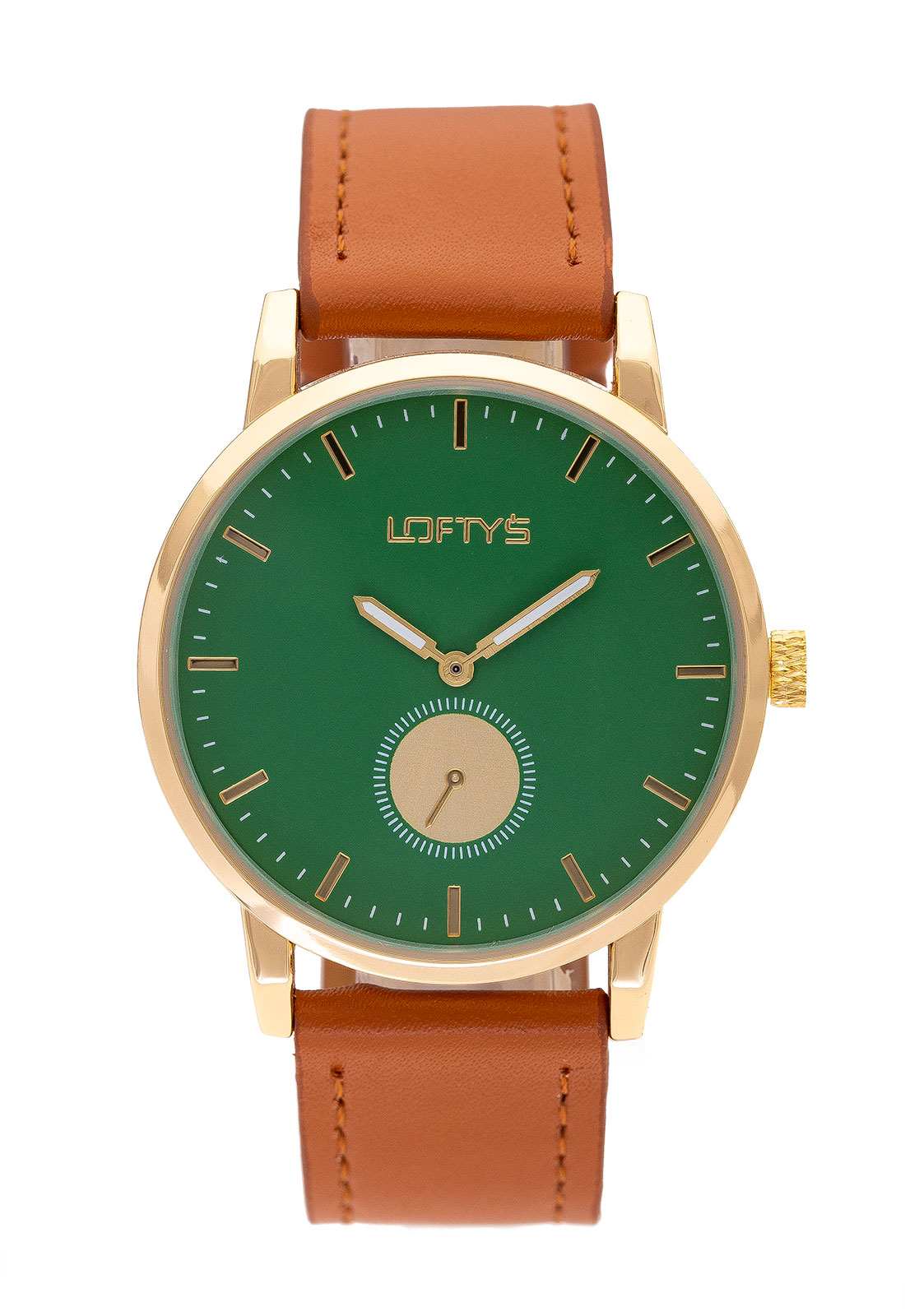 Ρολόι Loftys Scorpio με καφέ λουράκι και πράσινο καντράν Y3411-3
