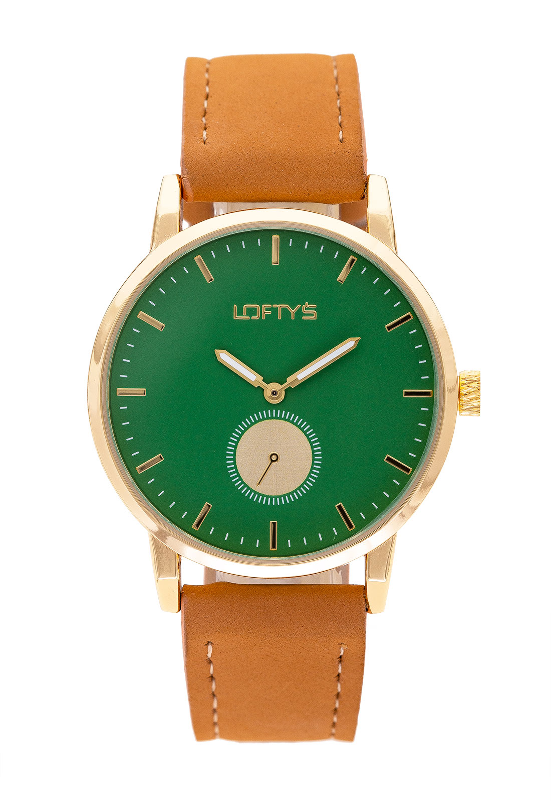 Ρολόι Loftys Scorpio με καφέ λουράκι και πράσινο καντράν Y3411-5