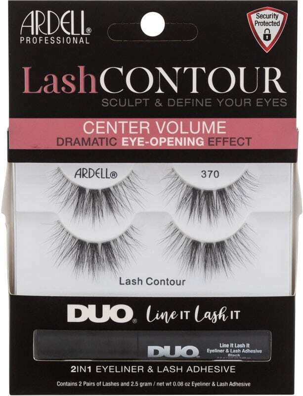 Ardell Lash Contour 370 False Eyelashes Black 2pc Combo: False Lash Contour 370 2 Pairs + Duo Line It Lash It 2in1 Eyeliner & Lash Adhesive 2,5 G