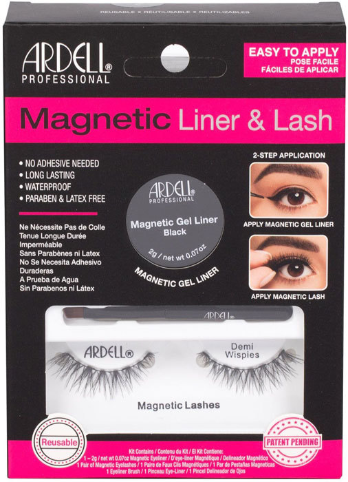 Ardell Magnetic Liner & Lash Demi Wispies False Eyelashes Black 1pc Combo: Magnetic Lashes Demi Wispies 1 Pair + Magnetic Gel Line 2 G Black + Liner Brush 1 Pc