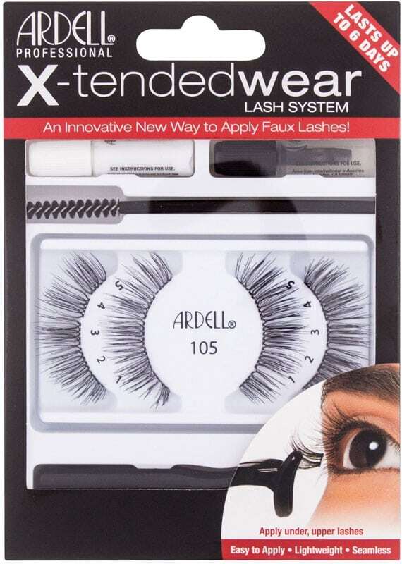 Ardell X-Tended Wear Lash System 105 False Eyelashes Black 1pc Combo: False Lashes X-Tended 105 1 Pair + Lash Glue X-Tended Wear 1 G + Applicator 1 Pc + Lash Remover 1 G + Lash Brush 1 Pc