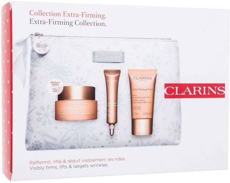Clarins Extra-Firming Collection Day Cream 50ml Combo: Cream Extra-Firming Day 50 Ml + Cream Extra-Firming Night 15 Ml + Extra-Firming Phyto-Serum 10 Ml + Cosmetic Bag (For All Ages)