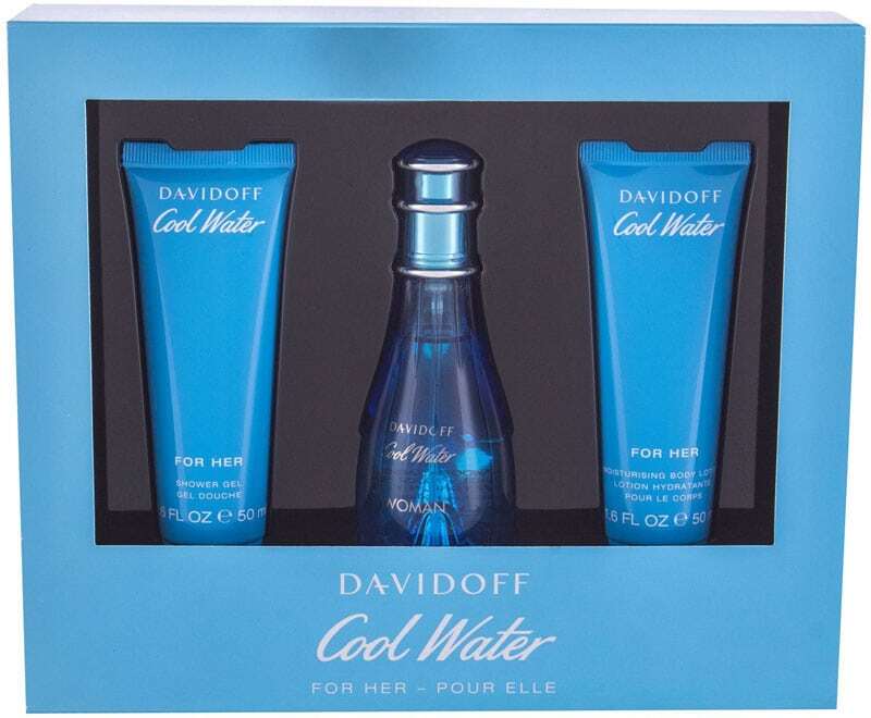 Davidoff Cool Water Woman Eau de Toilette 50ml Combo: Edt 50ml + 50ml Body Lotion + 50ml Shower Gel