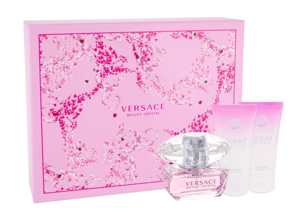 Versace Bright Crystal Eau De Toilette 50ml Combo: Edt 50ml + 50ml Body Lotion + 50ml Shower Gel