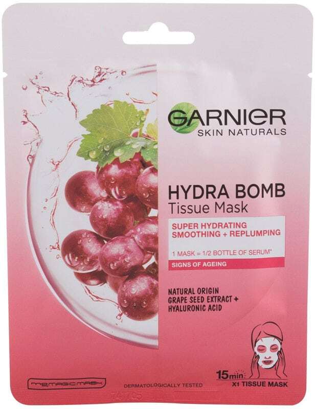 Garnier Skin Naturals Hydra Bomb Natural Origin Grape Seed Extract Face Mask 1pc (First Wrinkles - Wrinkles)