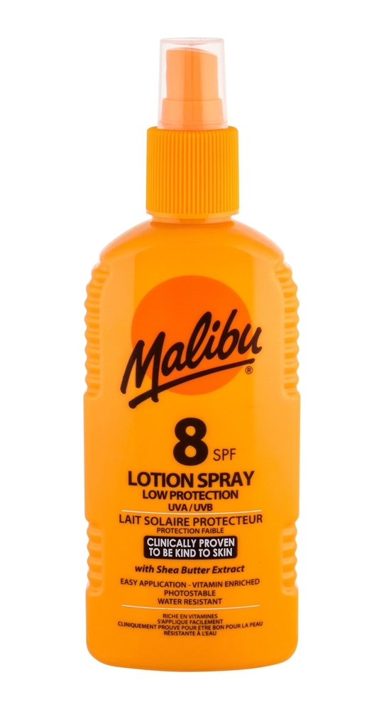 Malibu Lotion Spray Sun Body Lotion 200ml Waterproof Spf8