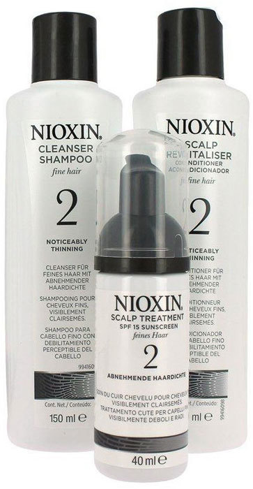 Nioxin System 2 Shampoo 150ml Combo: 150ml System 2 Cleanser Shampoo + 150ml System 2 Scalp Revitaliser Conditioner + 40ml System 2 Scalp Treatment (Fine Hair)