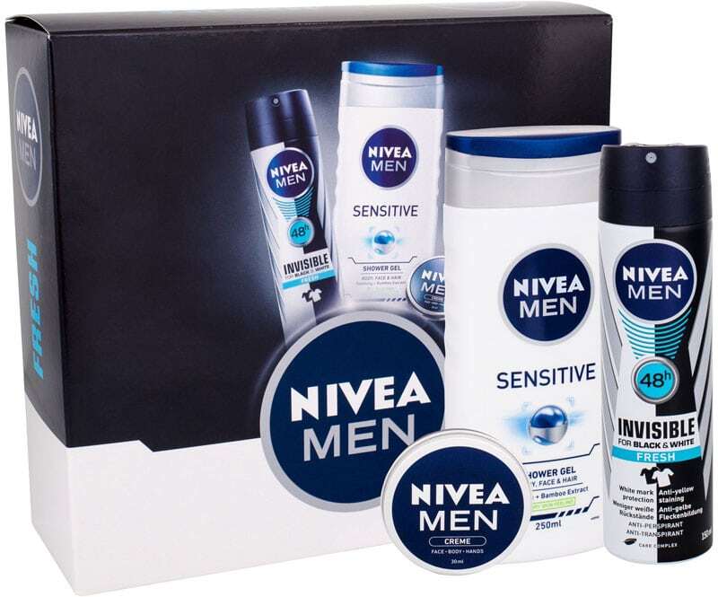 Nivea Men Fresh Combo: Anti-perspirant Invisible For Black & White Fresh 150 ml+ Shower Gel Sensitive 250ml + Universal Creme 30ml