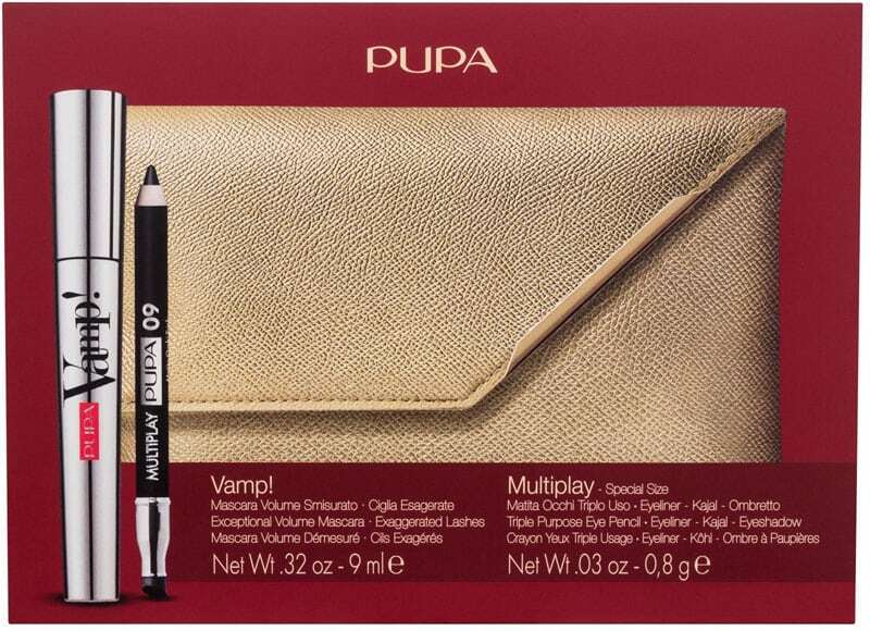 Pupa Vamp! Mascara 100 Extra Black 9ml Combo: Mascara Vamp! 9 Ml + Eye Pencil Multiplay 0,8 G 09 Deep Black + Golden Handbag