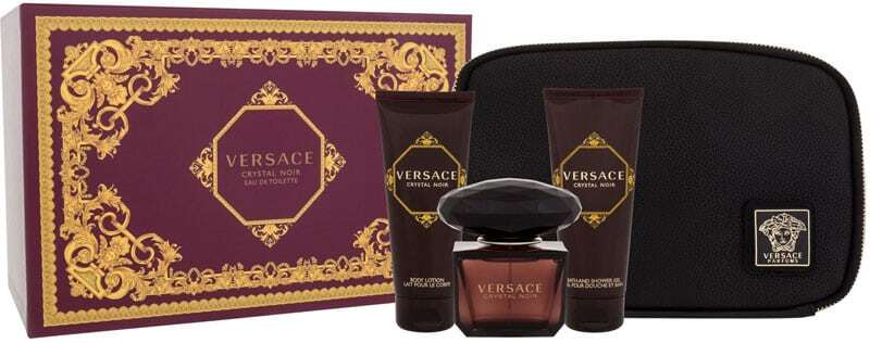 Versace Crystal Noir Eau de Toilette 90ml Combo: Edt 90 Ml + Shower Gel 100 Ml + Body Lotion 100 Ml + Cosmetic Bag