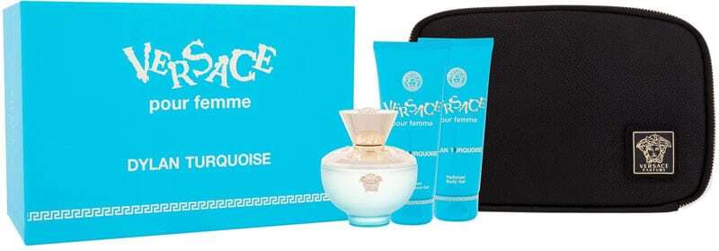 Versace Dylan Turquoise Eau de Toilette 100ml Combo: Edt 100 Ml + Shower Gel 100 Ml + Body Gel 100 Ml + Cosmetic Bag