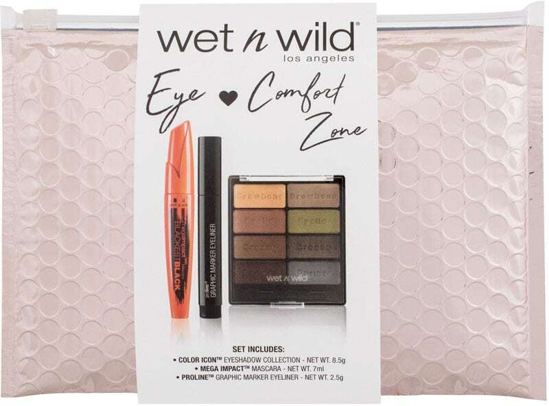 Wet N Wild Eye Love Comfort Zone Mascara Blackest Black 7ml Combo: Mascara Mega Impact 7 Ml + Eye Shadow Color Icon 8,5 G + Eye Liner Proline Graphic Marker 2,5 G + Cosmetic Bag