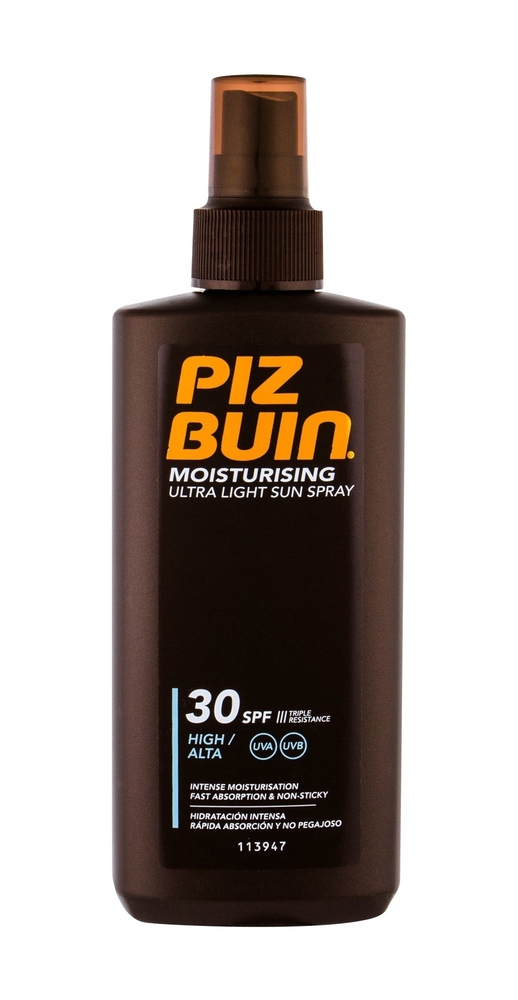 Piz Buin Moisturising Ultra Light Sun Spray Sun Body Lotion 200ml Waterproof Spf30