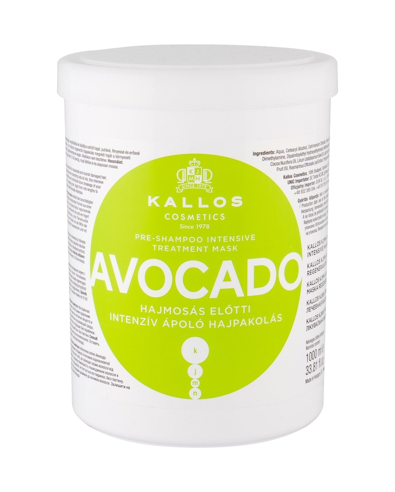 Kallos Cosmetics Avocado Hair Mask 1000ml (Damaged Hair - Dry Hair - Mature Hair)