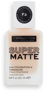 Revolution Relove Super Matte 2 in 1 Foundation & Concealer Makeup F3 24ml