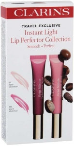 Clarins Instant Light Natural Lip Perfector Lip Gloss 01 Rose Shimmer 12ml Combo: Lip Shine 12 Ml + Lip Shine 12 Ml 08 Plum Shimmer