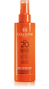 Collistar Smart Sun Protection Tanning Moisturizing Milk Spray SPF20 Sun Body Lotion 200ml (Waterproof)