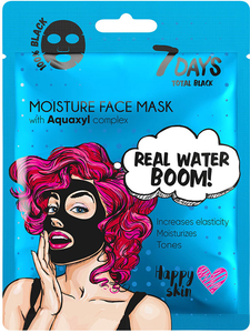 7Days  Total Black Moisture-Face Mask Real Water Boom! 25gr