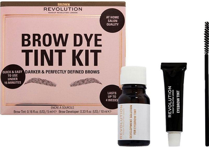 Makeup Revolution London Brow Dye Tint Kit Eyebrow Color Brown 5ml Combo: Eyebrow Color 5 Ml + Eyebrow Color Activator 10 Ml