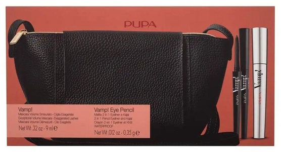 Pupa Vamp! Mascara 100 Extra Black 9ml Combo: Mascara Vamp! 9 Ml + Eye Pencil Vamp! 0,35 G 100 + Handbag