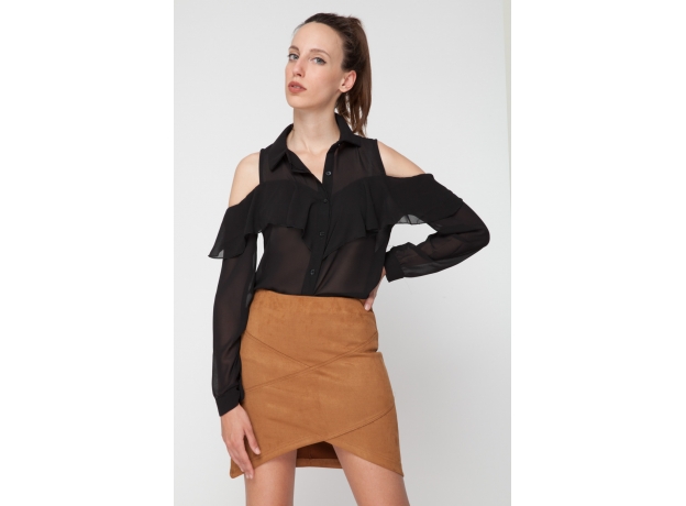 Patchwork Faux Suede Mini Skirt