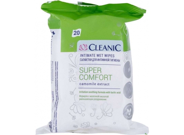 Cleanic Super Comfort Camomile Intimate Cosmetics 20pc