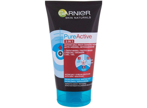 Garnier Pure Active 3in1 Face Mask 150ml (For All Ages)