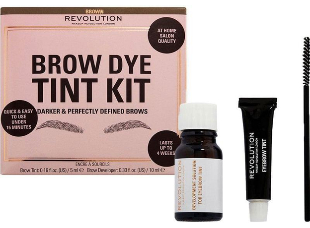 Makeup Revolution London Brow Dye Tint Kit Eyebrow Color Brown 5ml Combo: Eyebrow Color 5 Ml + Eyebrow Color Activator 10 Ml