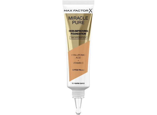 Max Factor Miracle Pure Skin-Improving Foundation SPF30 Makeup 70 Warm Sand 30ml