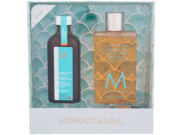 Moroccanoil Treatment Light Hair Oils and Serum 100ml Combo: Hair Oil 100 Ml + Shower Gel Fragrance Originale 250 Ml + Dosing Pump (Blonde Hair - Fine Hair - Grey Hair)