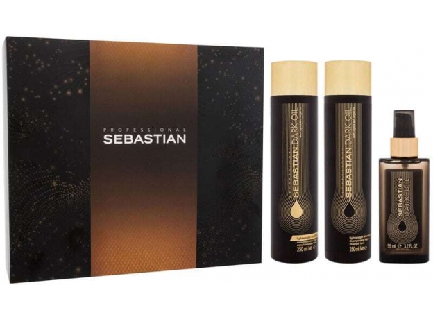 Sebastian Professional Dark Oil Shampoo 250ml Combo: Shampoo Dark Oil 250 Ml + Conditioner Dark Oil 250 Ml + Hair Oil- Dark Oil 95 Ml (Unruly Hair - Damaged Hair - All Hair Types)