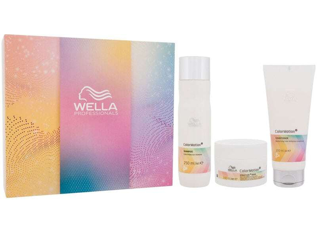 Wella Professionals ColorMotion+ Shampoo 250ml Combo: Shampoo ColorMotion+ 250 Ml + Conditioner ColorMotion+ 200 Ml + Hair Mask ColorMotion+ 150 Ml (Colored Hair - Brittle Hair - Highlighted Hair - Damaged Hair - Split Ends)
